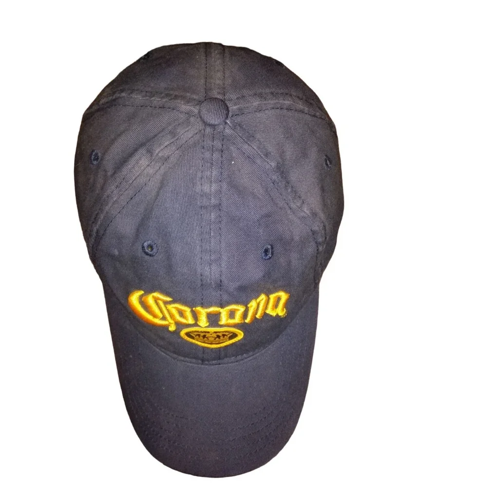 Corona Strapback Baseball Hat Blue‎ Yellow Embroidered Logo Beer Casual